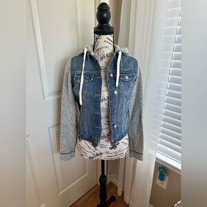 Garage Women’s XS Jean Jacket with Sweatshirt Sleeves & Hood